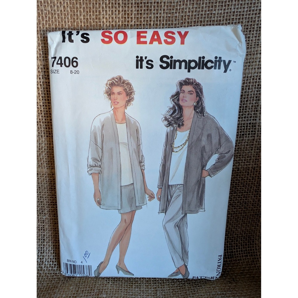 Simplicity 7406 Sewing Pattern Misses Jacket Pants Skirt Multi Size 8-20 Vintage